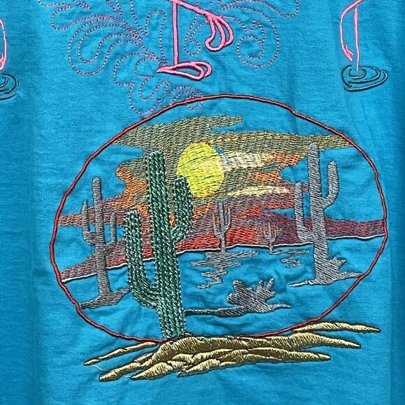 Fruit‎ of the Loom Tank Top Embroidered Women Size 4XL Art-to-Wear Blue Cotton - Picture 8 of 13